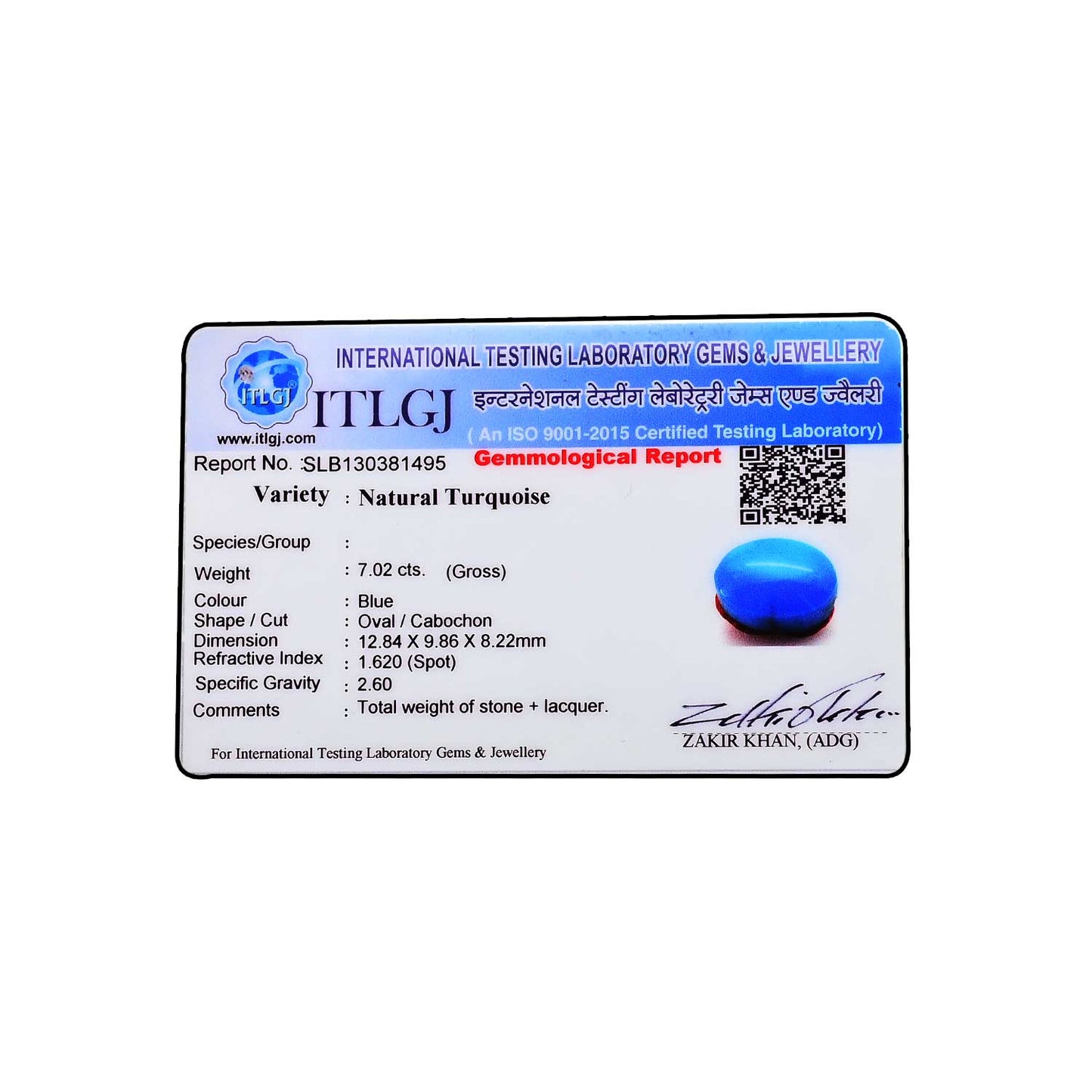 Arizona Turquoise (Firoza) 7.02 Carat