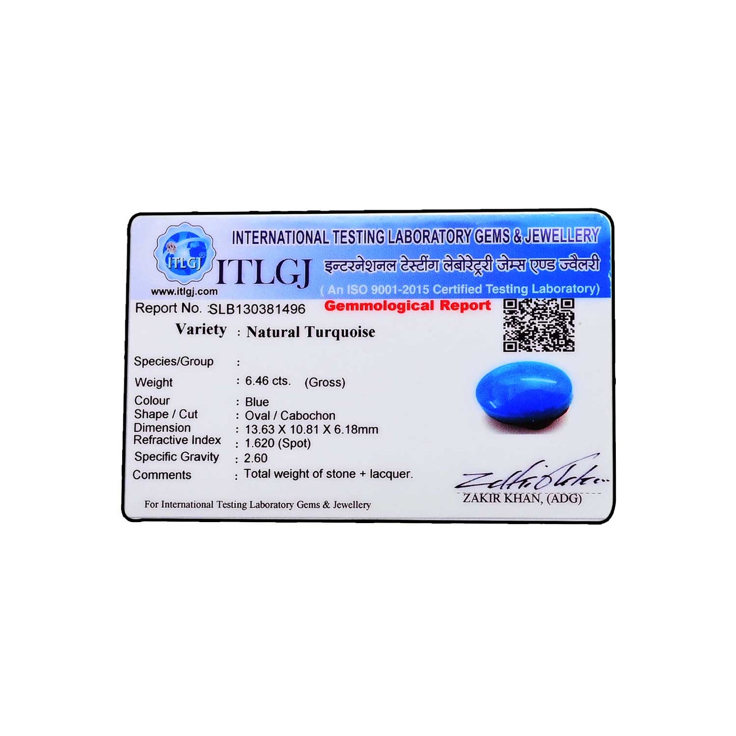 Arizona Turquoise (Firoza) 6.46 Carat