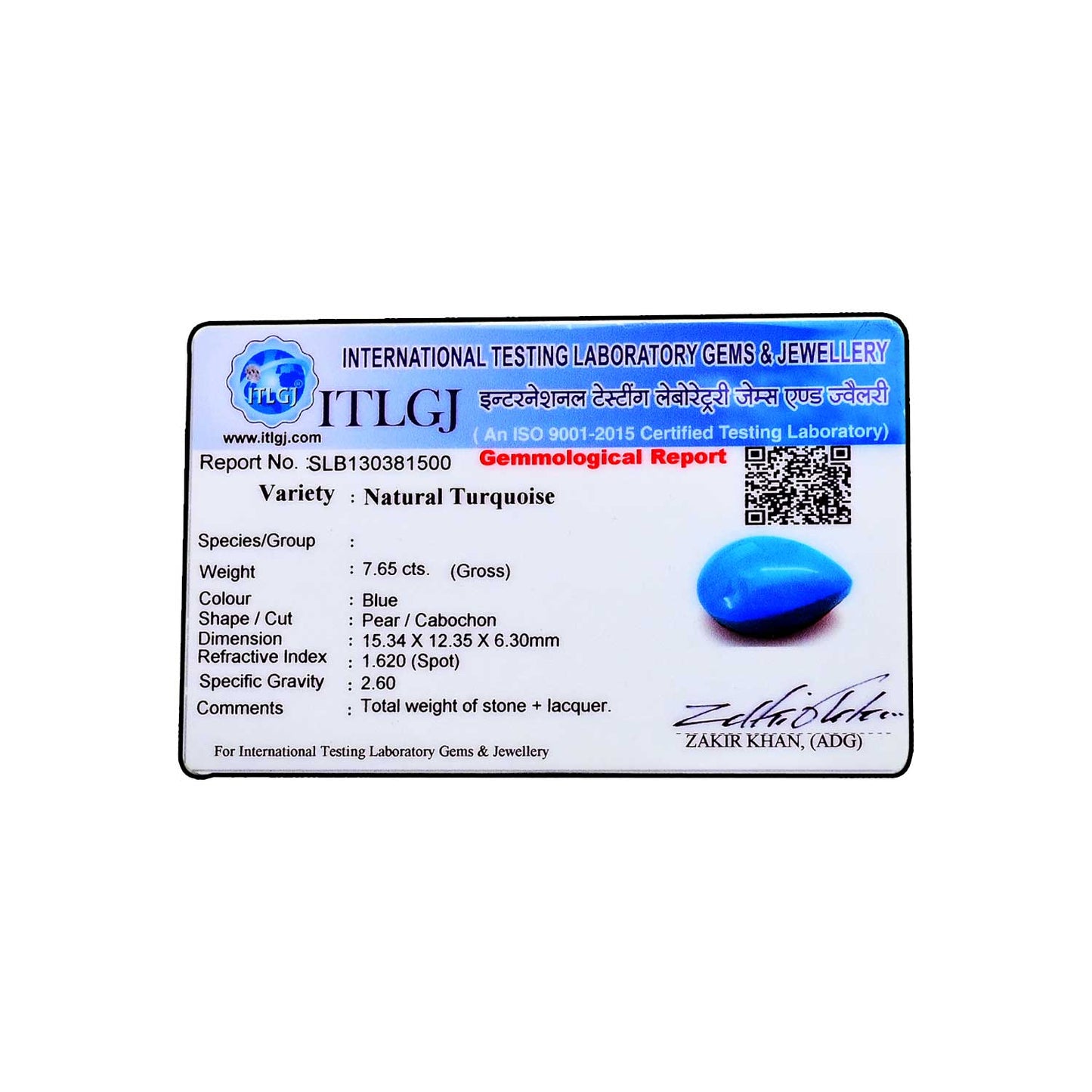 Arizona Turquoise (Firoza) 7.65 Carat