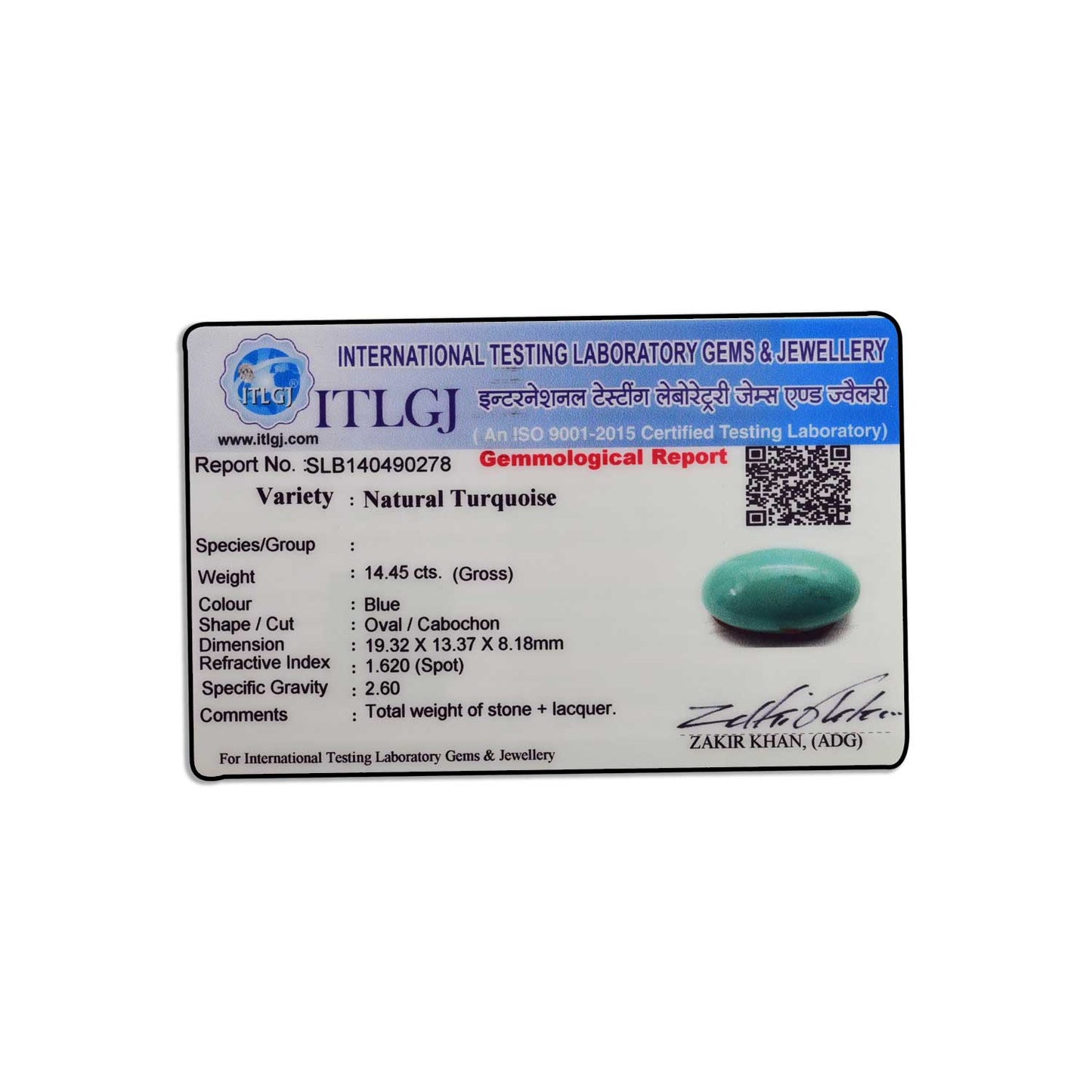 Arizona Turquoise (Firoza) 14.45 Carat