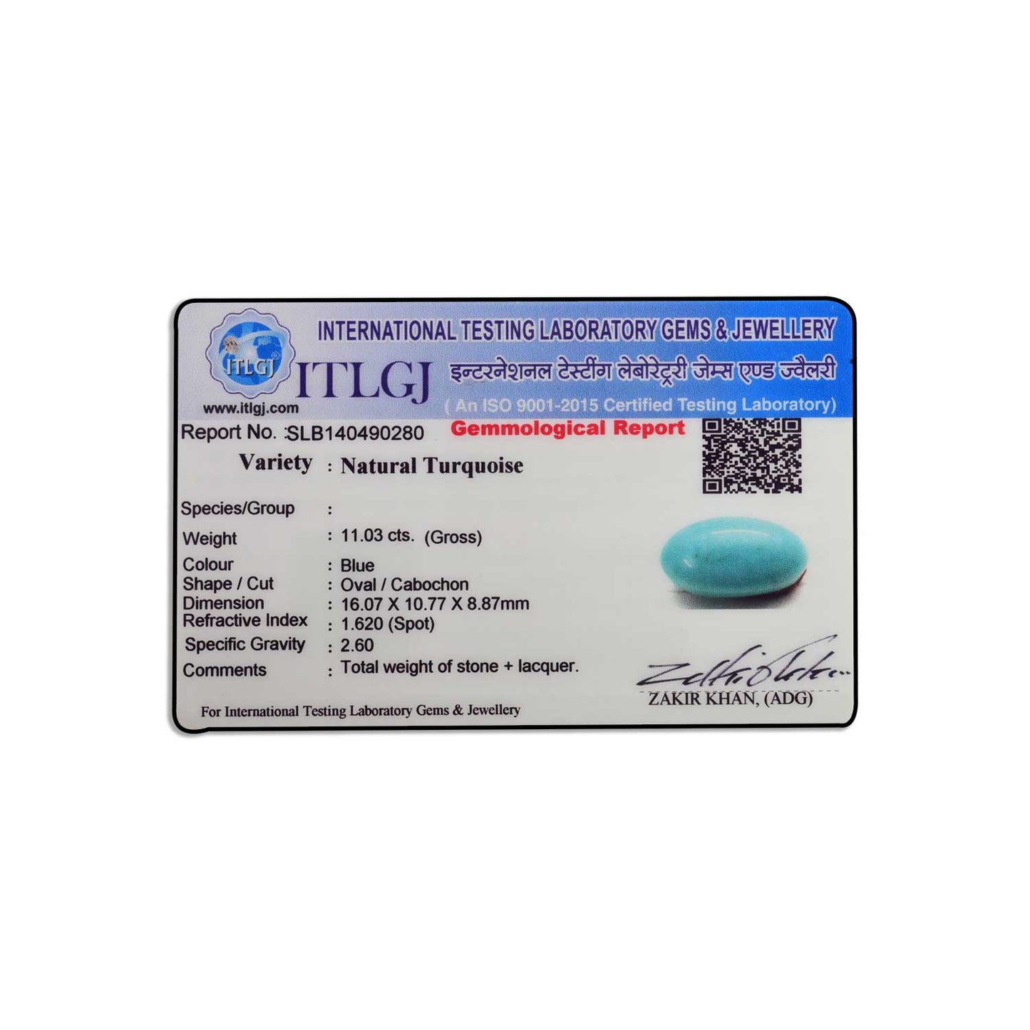 Arizona Turquoise (Firoza) 11.03 Carat