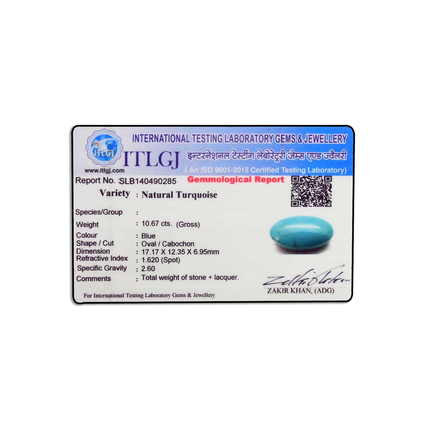 Arizona Turquoise (Firoza) 10.67 Carat