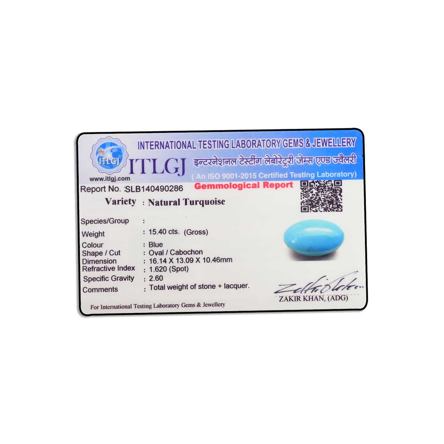 Arizona Turquoise (Firoza) 15.4 Carat