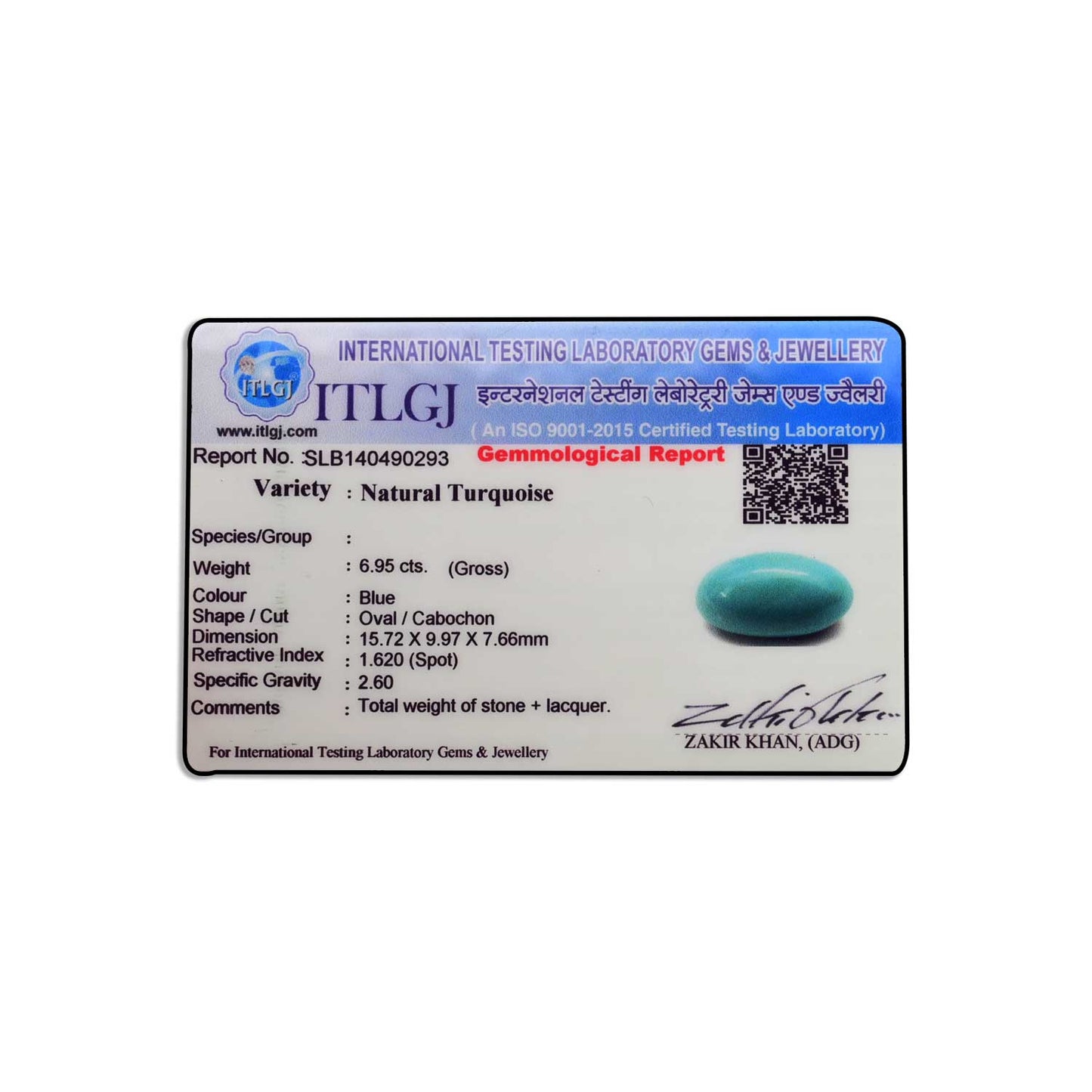 Arizona Turquoise (Firoza) 6.95 Carat