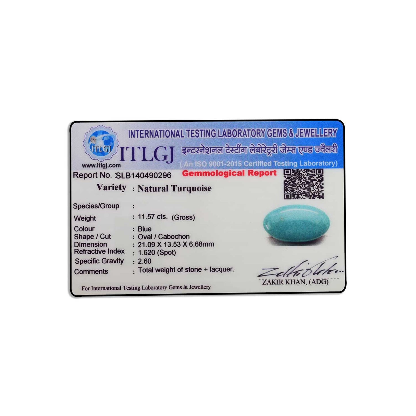 Arizona Turquoise (Firoza) 11.57 Carat