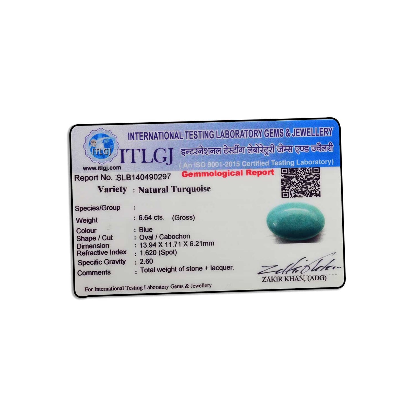 Arizona Turquoise (Firoza) 6.64 Carat