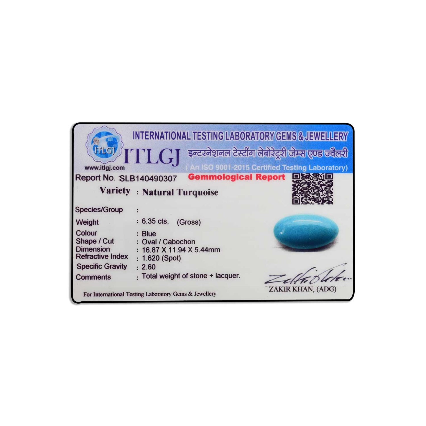 Arizona Turquoise (Firoza) 6.35 Carat