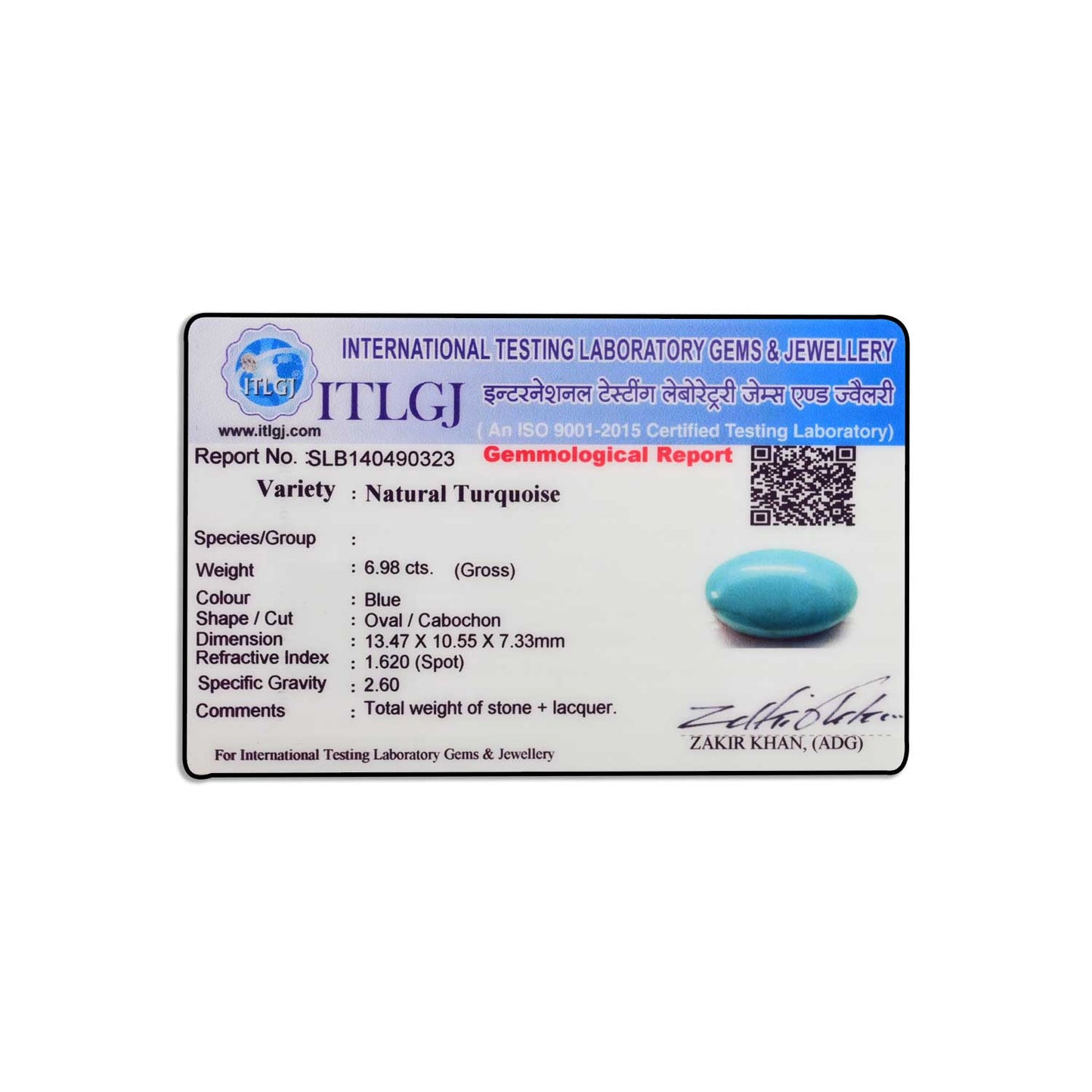Arizona Turquoise (Firoza) 6.98 Carat