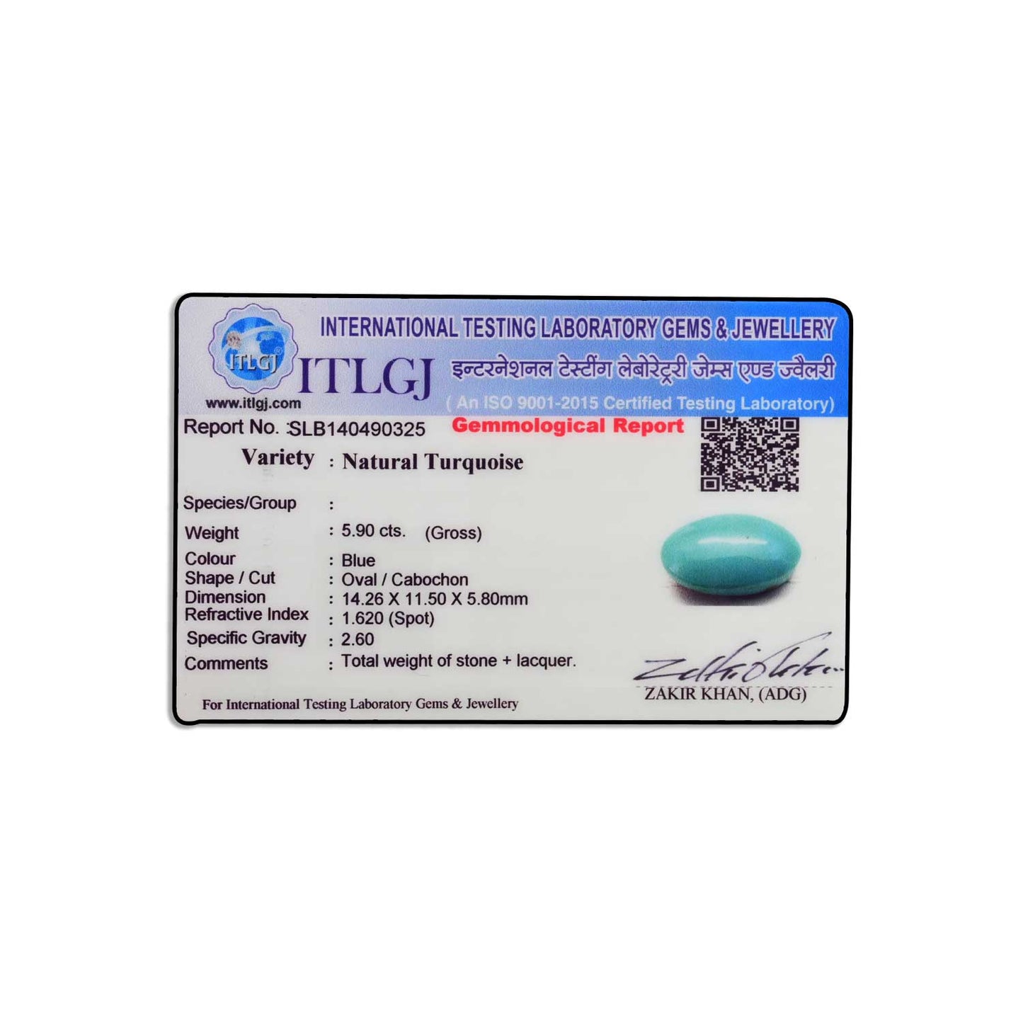 Arizona Turquoise (Firoza) 5.9 Carat