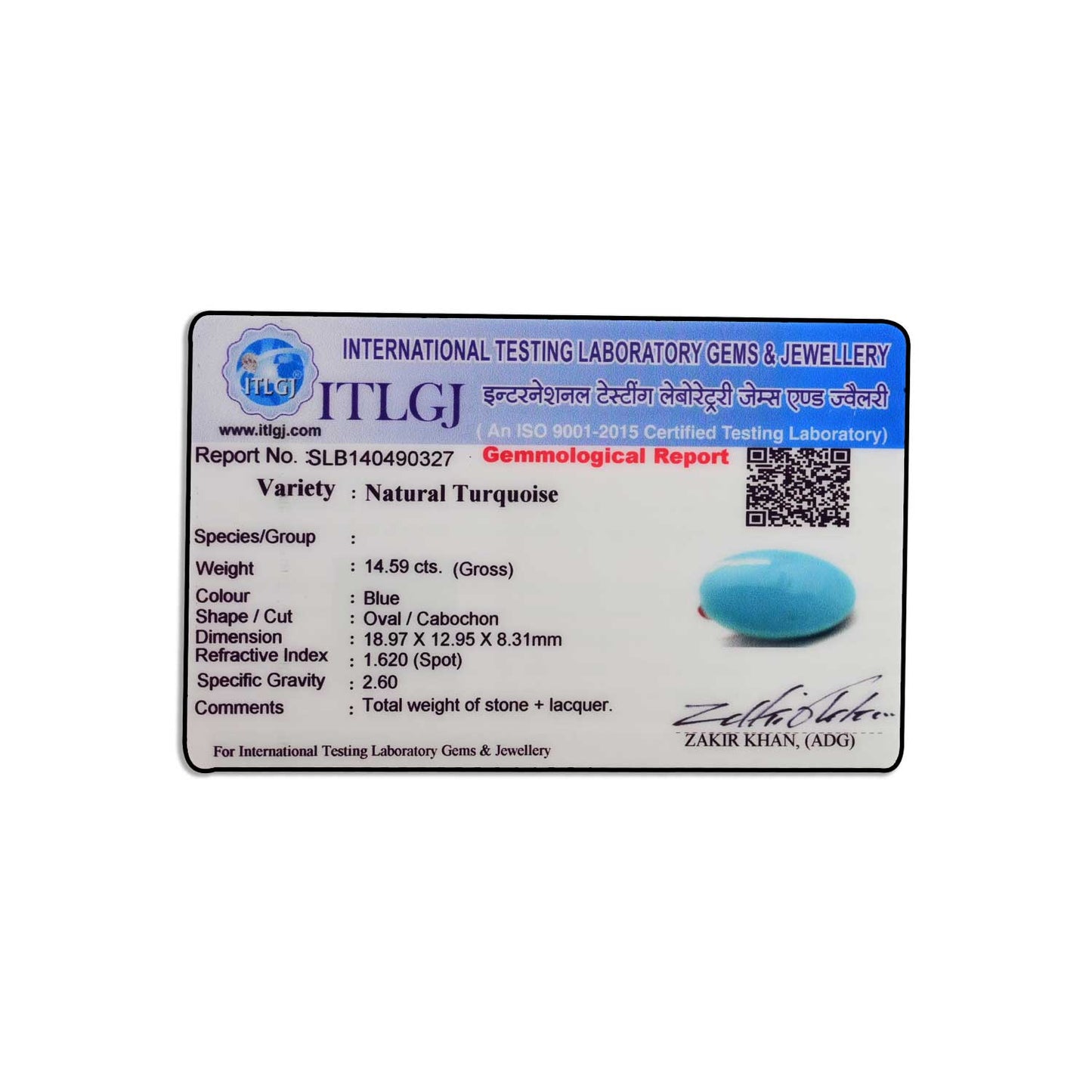 Arizona Turquoise (Firoza) 14.59 Carat