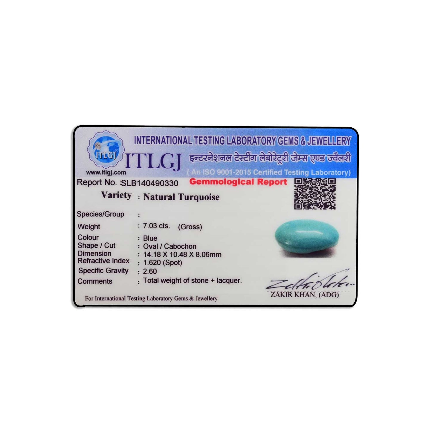 Arizona Turquoise (Firoza) 7.03 Carat