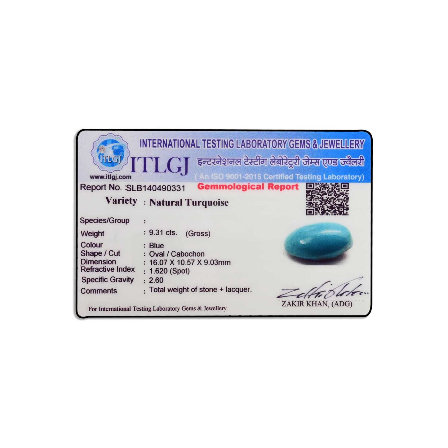 Arizona Turquoise (Firoza) 9.31 Carat