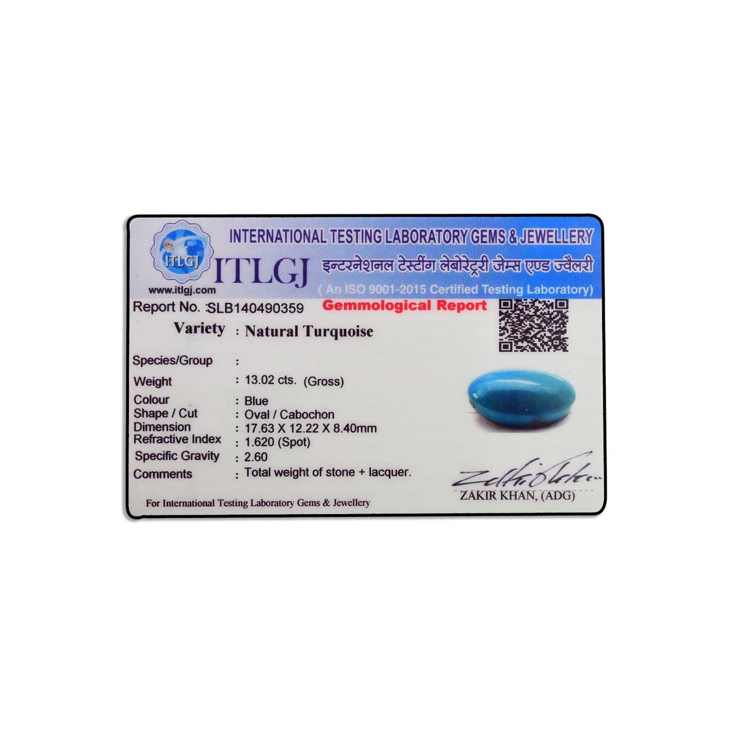 Arizona Turquoise (Firoza) 13.02 Carat