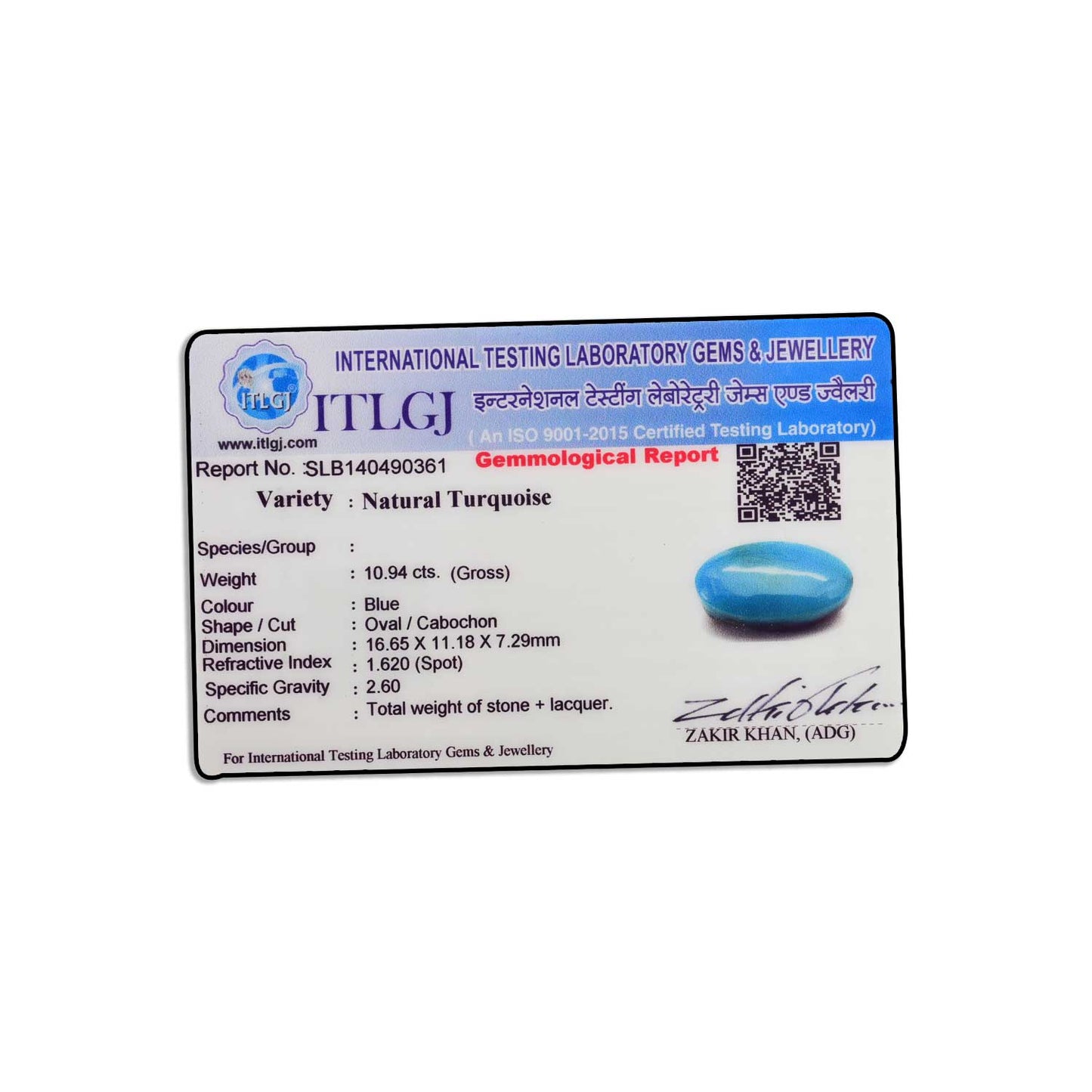 Arizona Turquoise (Firoza) 10.94 Carat