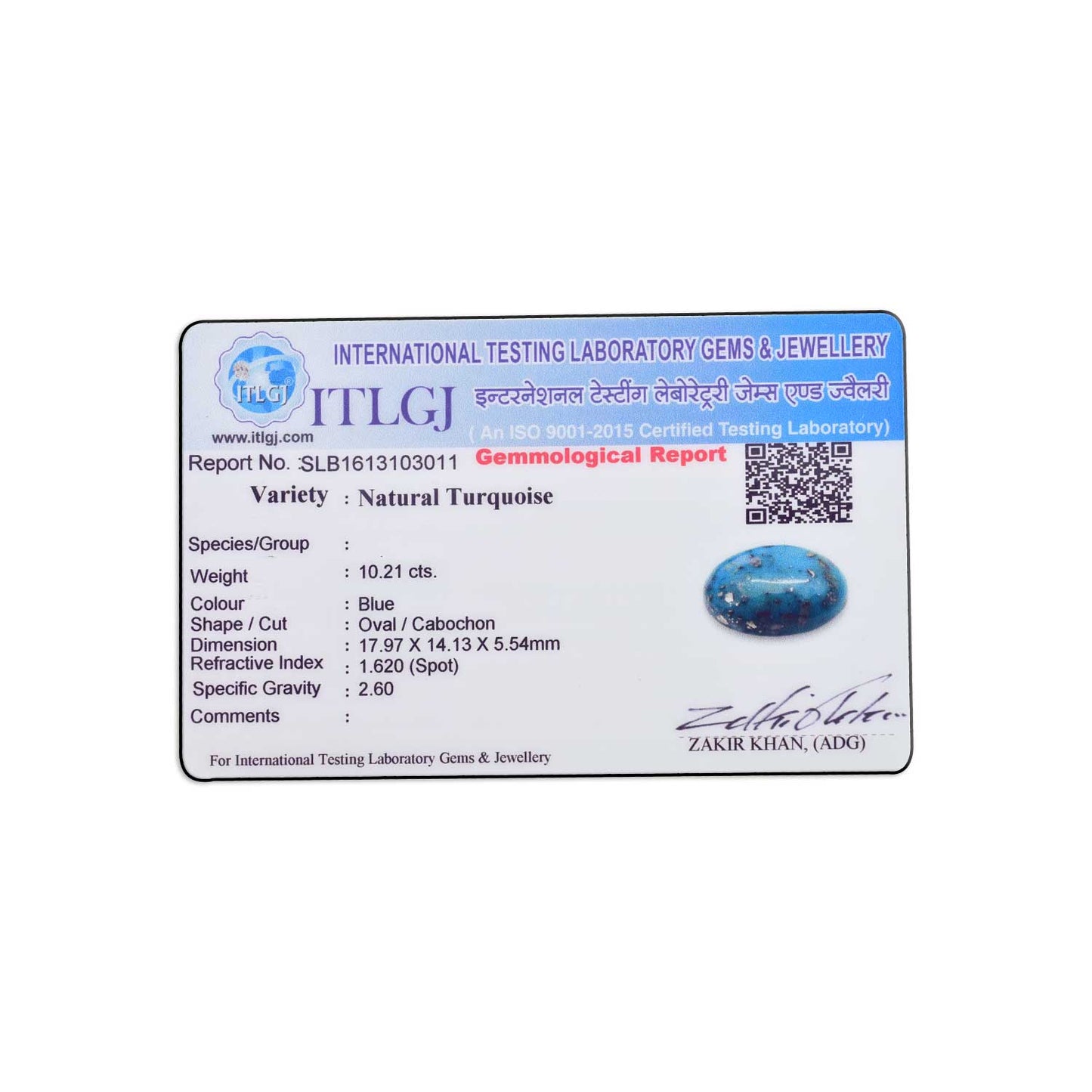 Irani Turquoise (Firoza) 10.21 Carat