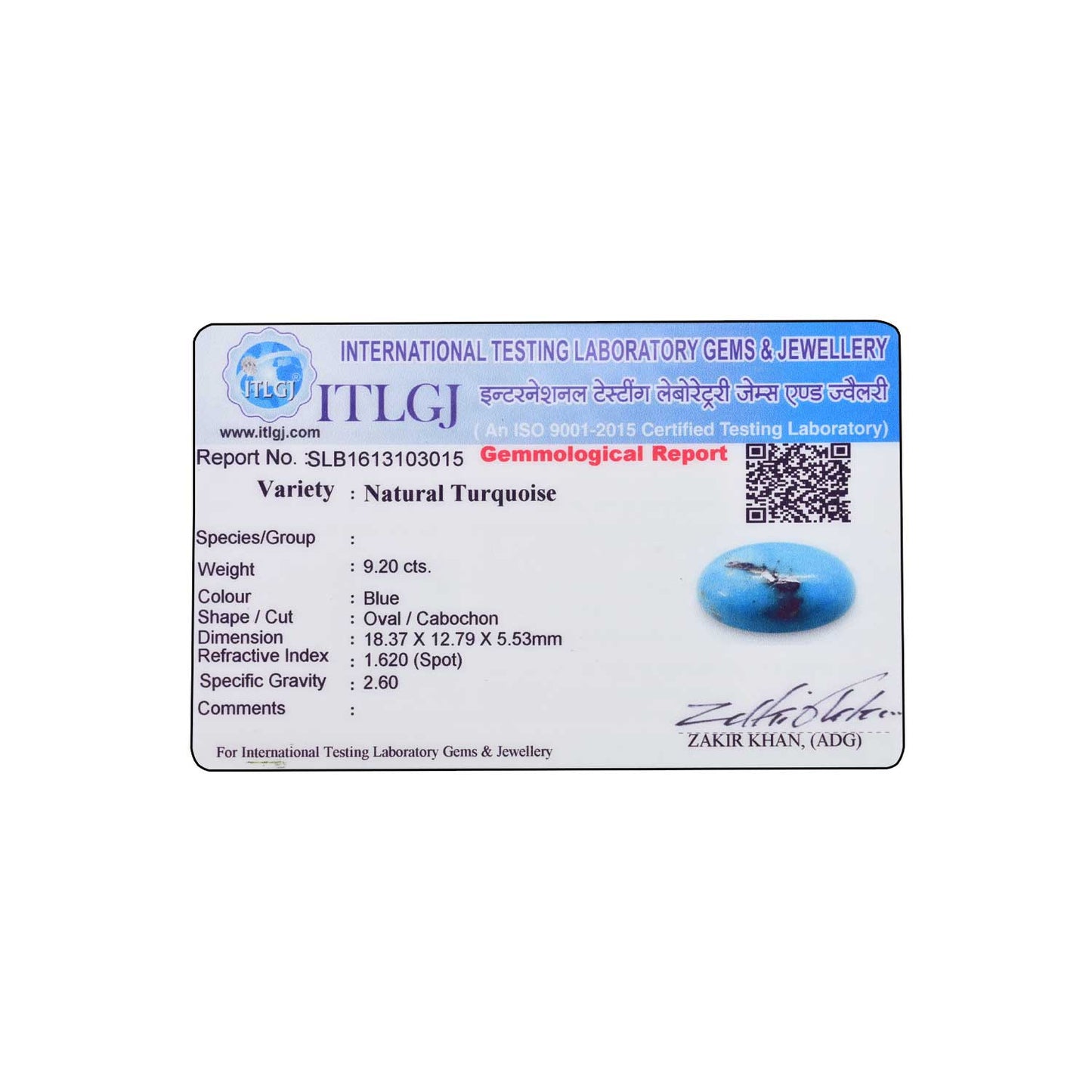 Irani Turquoise (Firoza) 9.2 Carat