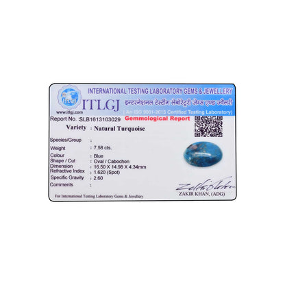 Irani Turquoise (Firoza) 7.58 Carat