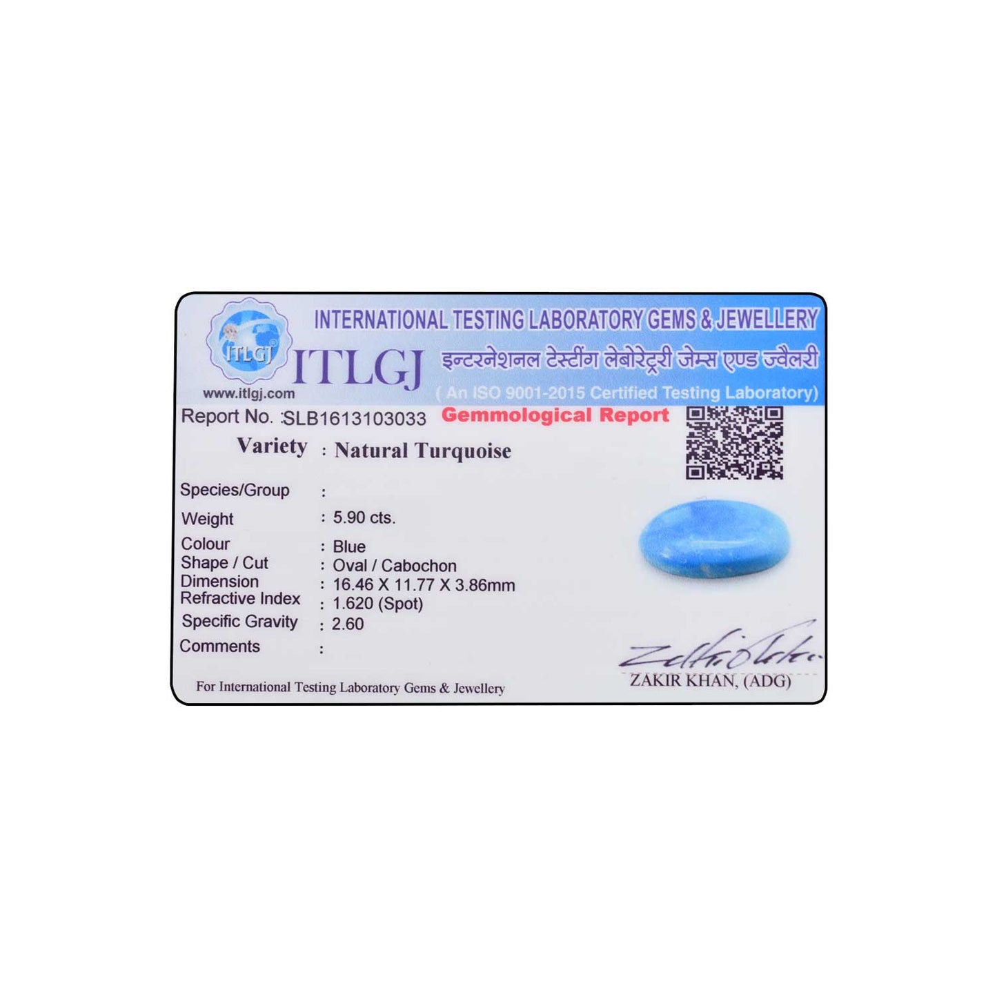 Irani Turquoise (Firoza) 5.9 Carat
