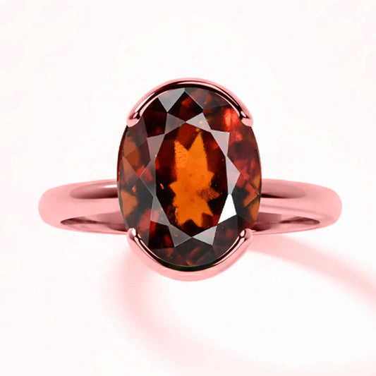 Gomed (Special Quality) Rose Gold Dual-Claw Ring (R4)