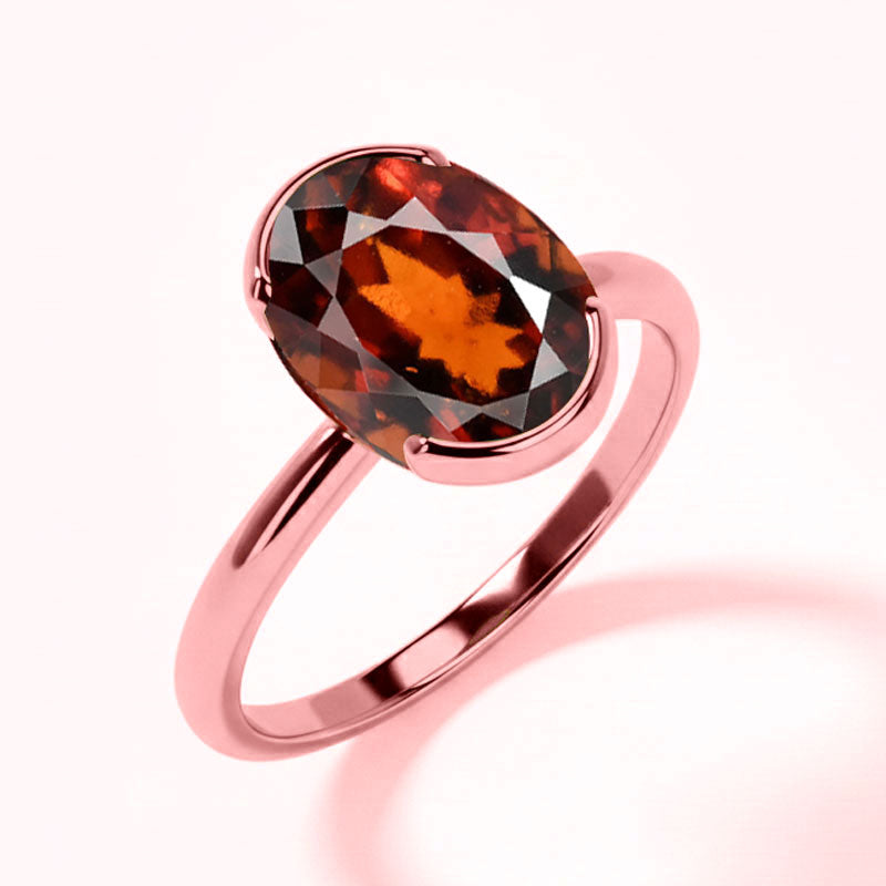 Gomed (Special Quality) Rose Gold Dual-Claw Ring (R4)