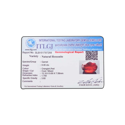 Hessonite (Gomed) 8.06 Carat