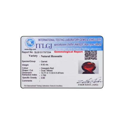 Hessonite (Gomed) 8.92 Carat