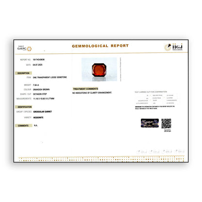 Hessonite (Gomed) 7.94 Carat