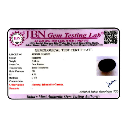 Red Garnet 8.64 Carat