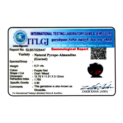 Red Garnet 8.21 Carat