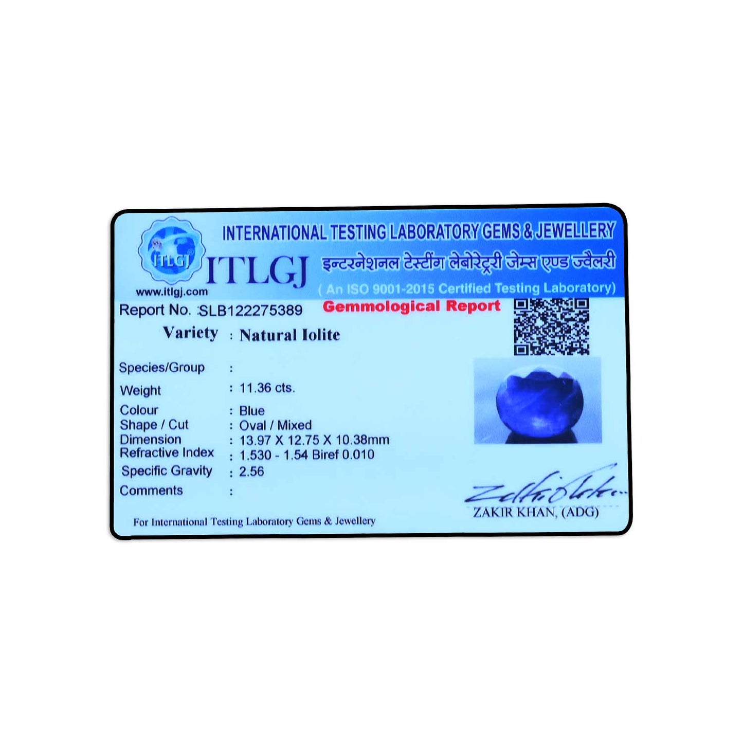 Iolite (Neeli) 11.36 Carat