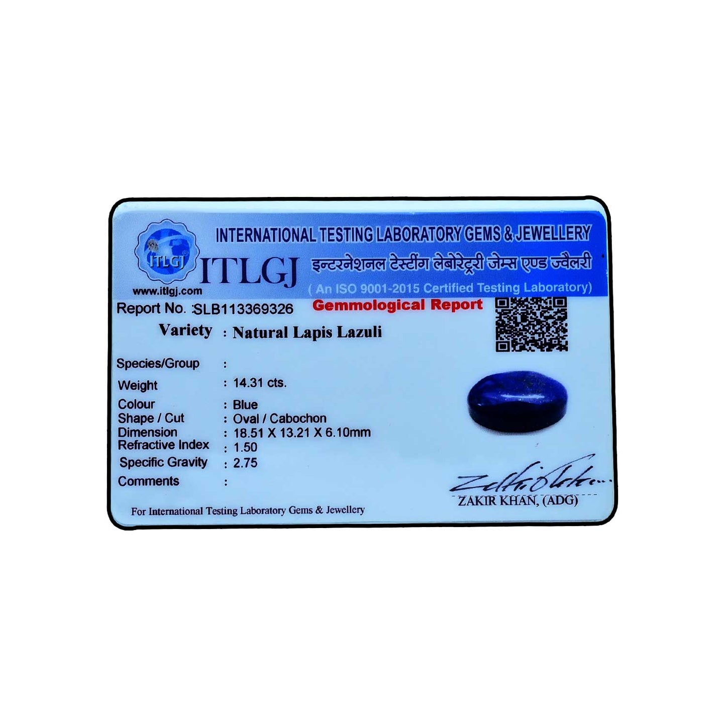 Lapis Lazuli 14.31 Carat