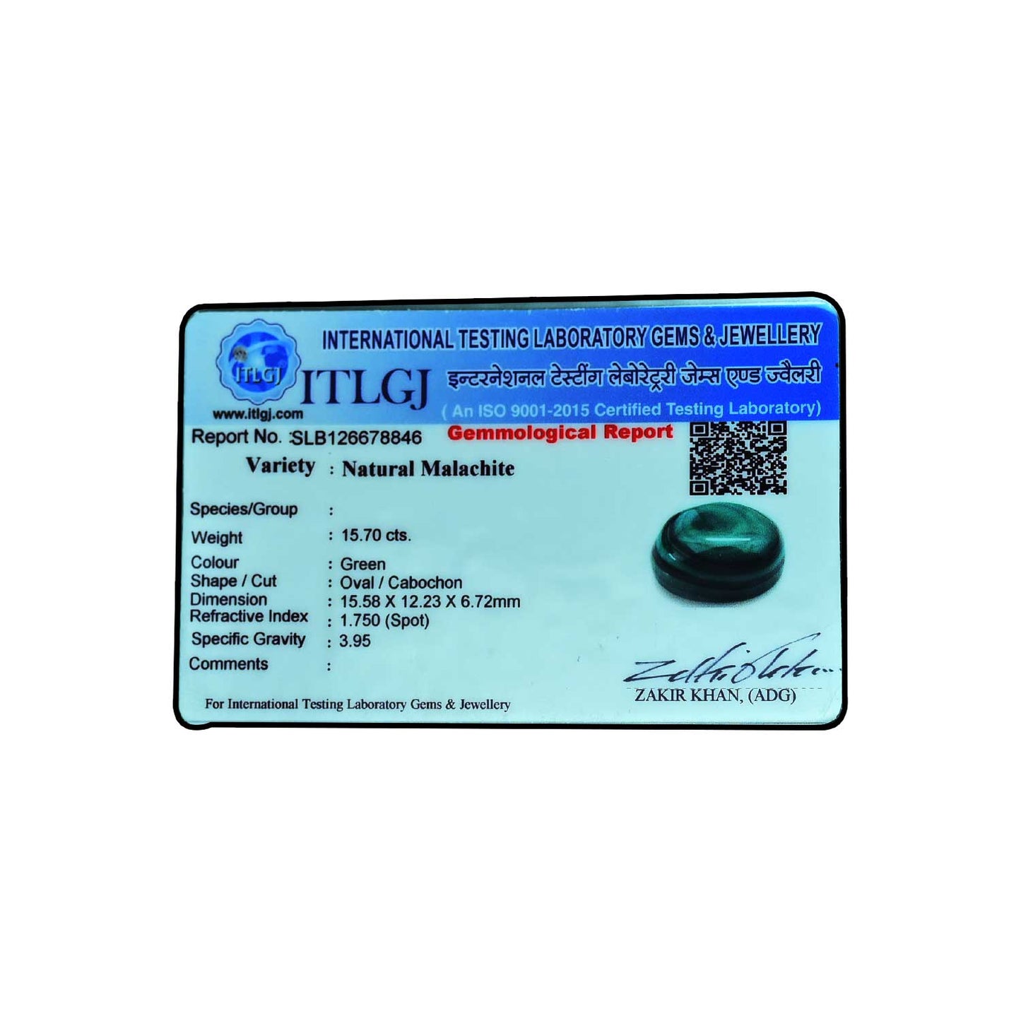 Malachite (Kidney Stone) 15.7 Carat