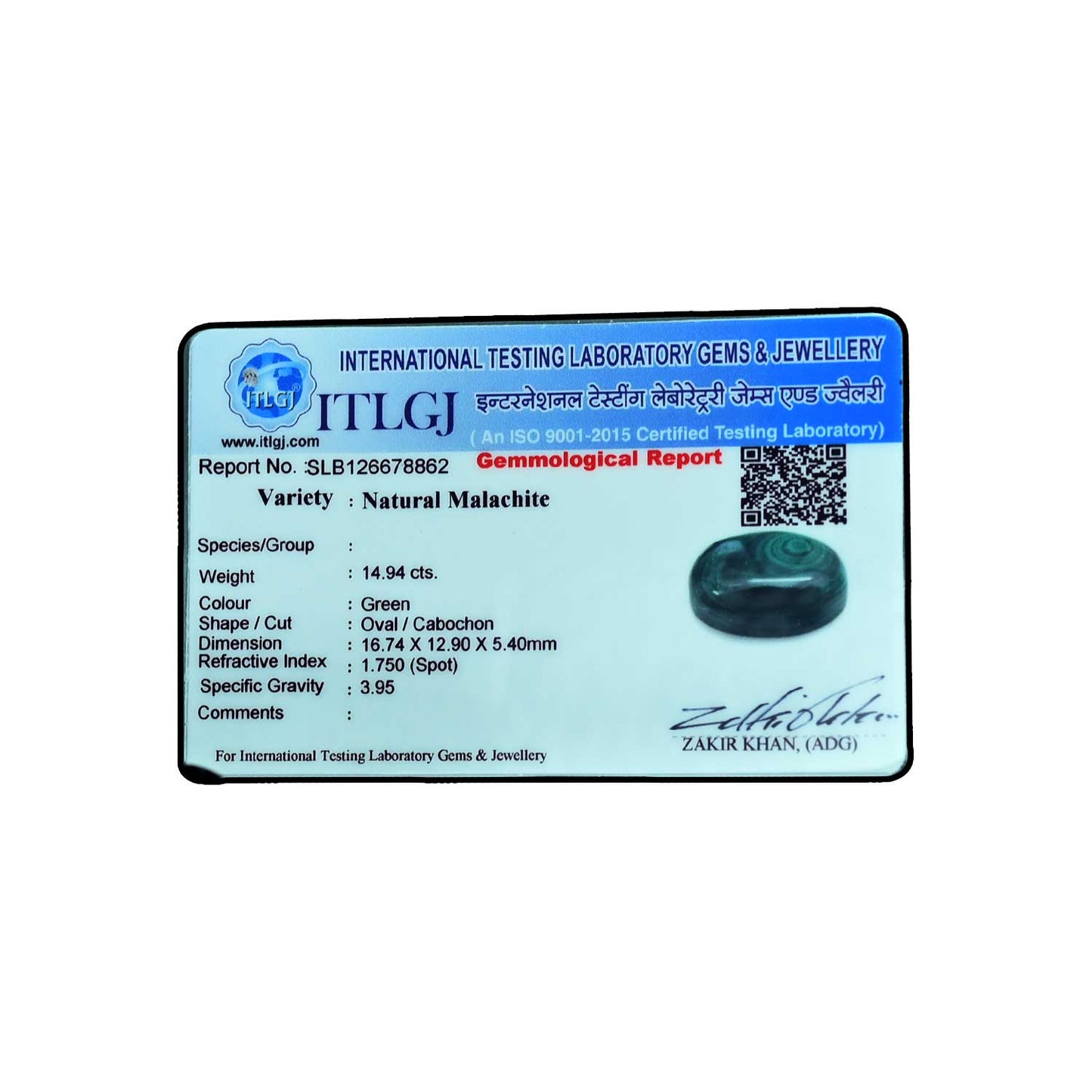 Malachite (Kidney Stone) 14.94 Carat