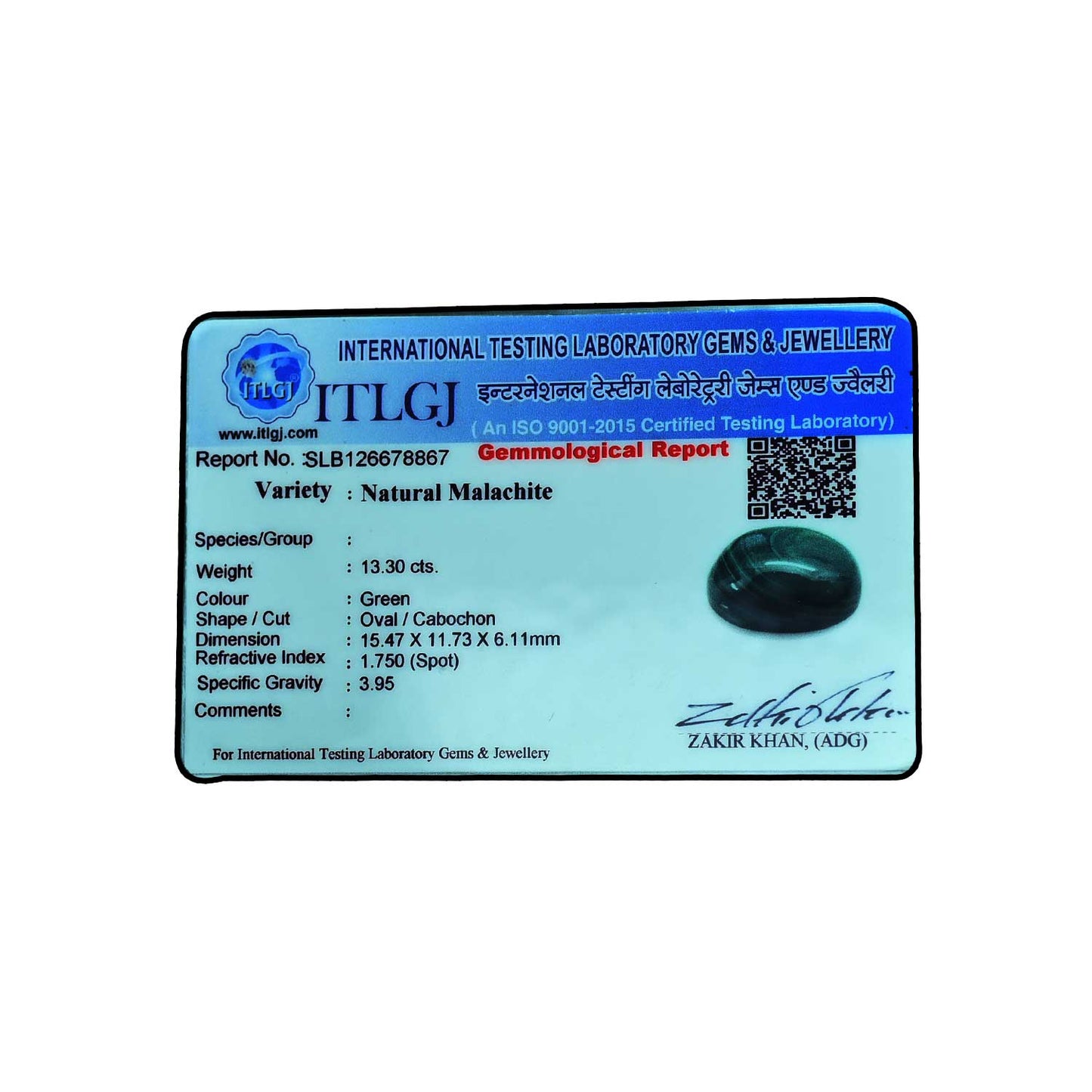 Malachite (Kidney Stone) 13.3 Carat