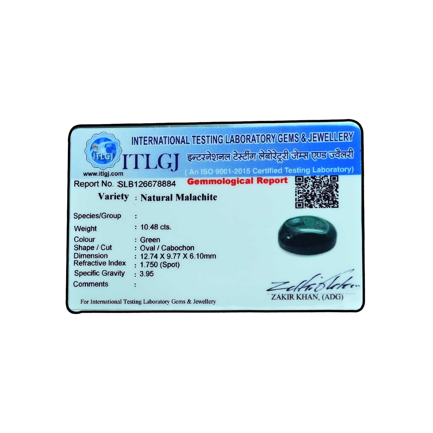 Malachite (Kidney Stone) 10.48 Carat