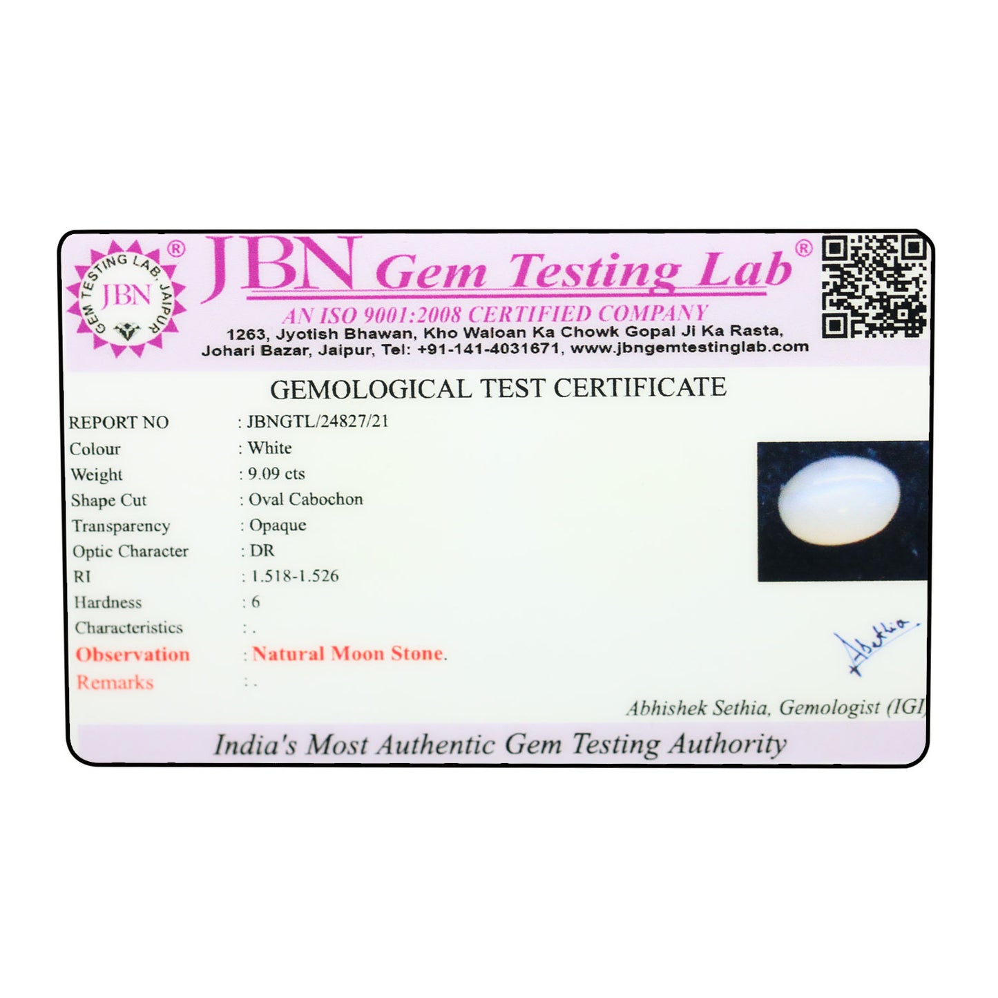 Moonstone 9.09 Carat
