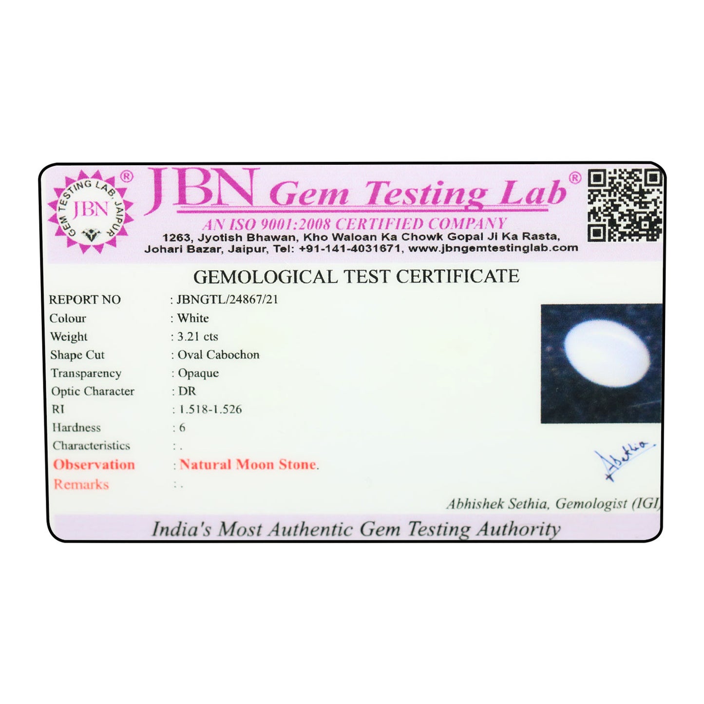 Moonstone 3.21 Carat