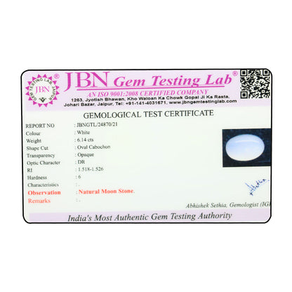 Natural Moonstone (Chandrakant Mani) Cts 6.14 Ratti 6.75
