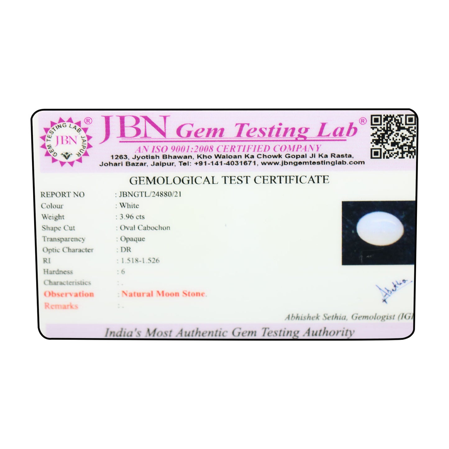 Moonstone 3.96 Carat