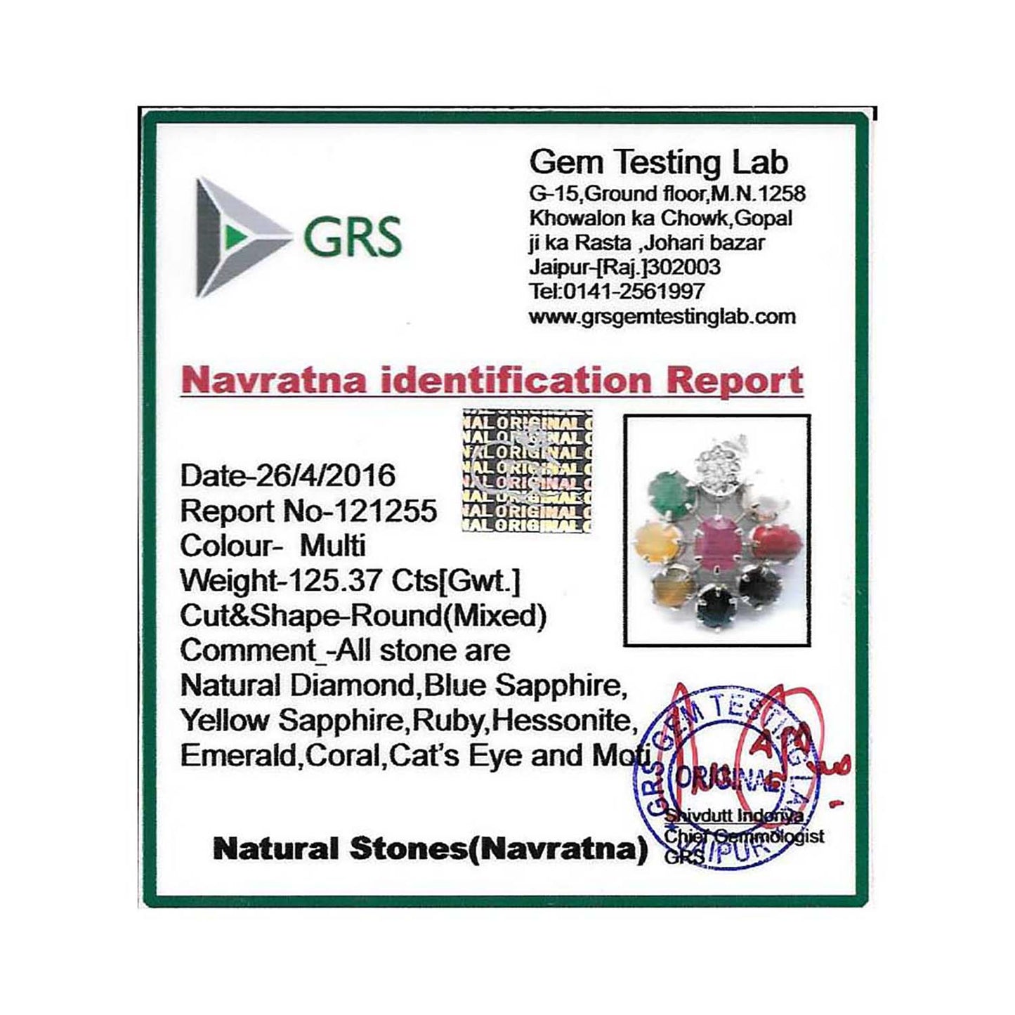 Navratan Pendant 5 Cts.