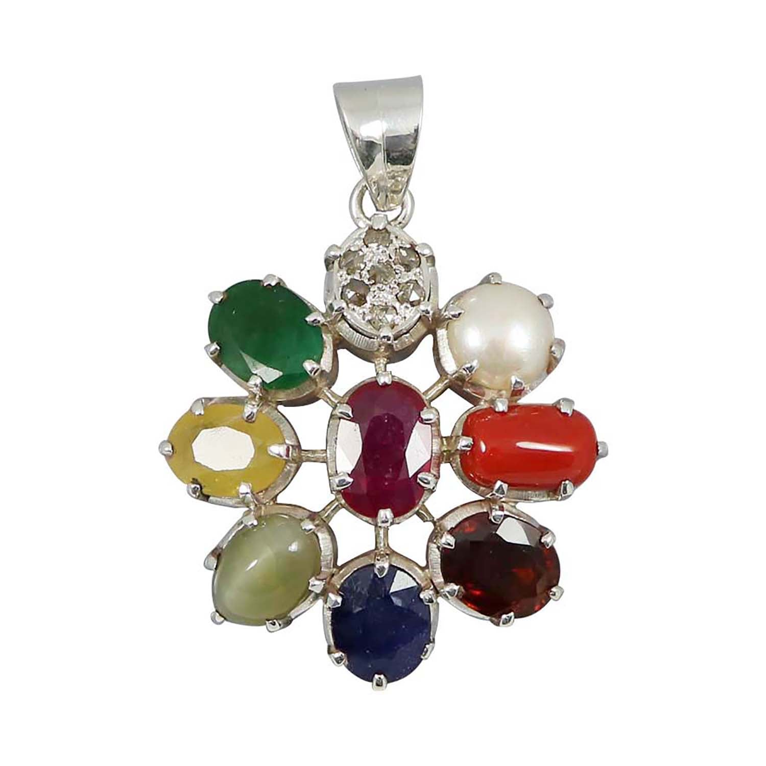 Buy 5 Cts Certified Navratan Pendant - NAVPEN5CT2850