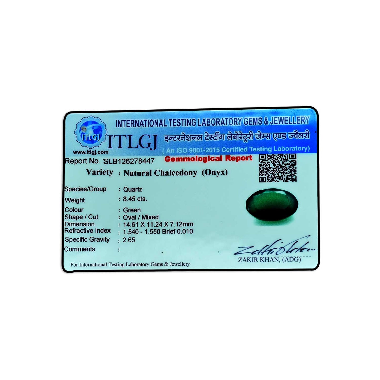 Green Onyx 8.45 Carat