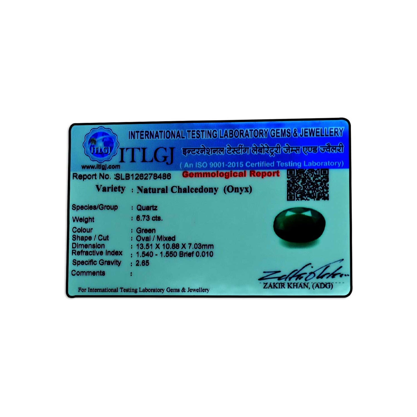 Green Onyx 6.73 Carat