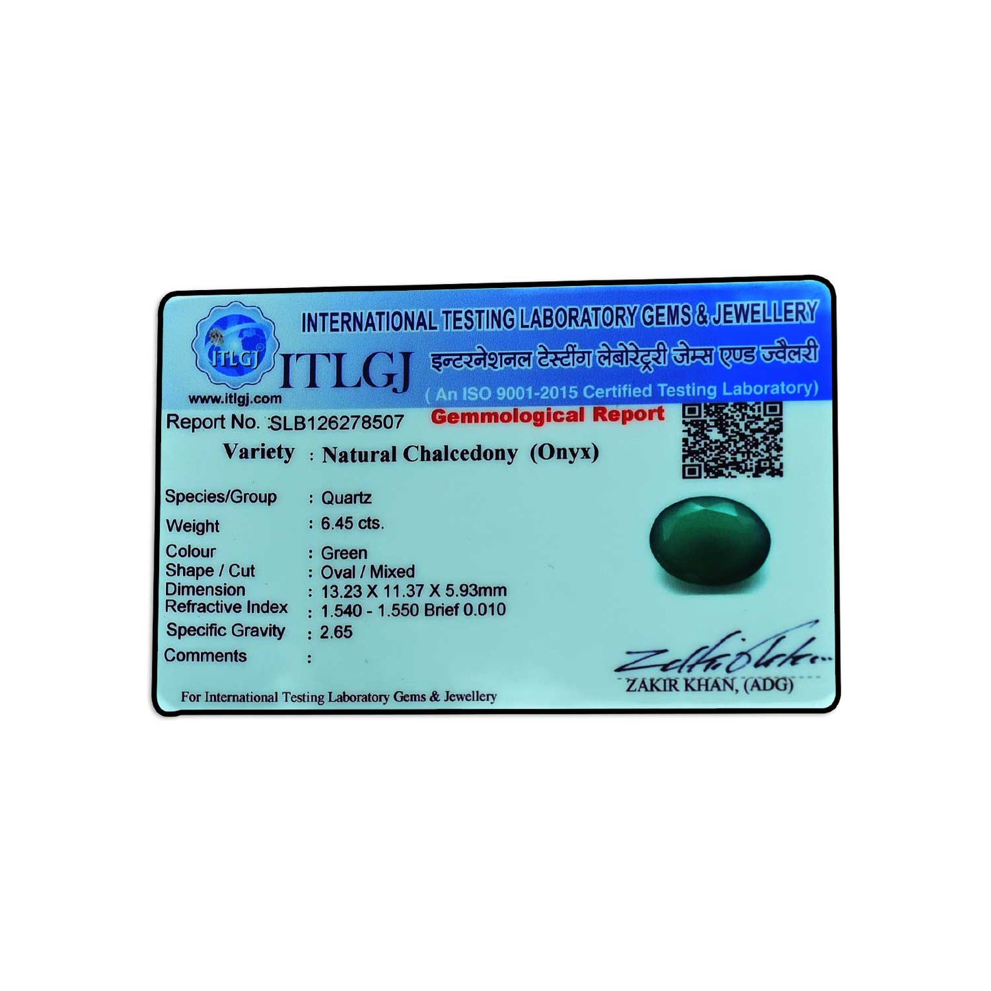 Green Onyx 6.45 Carat