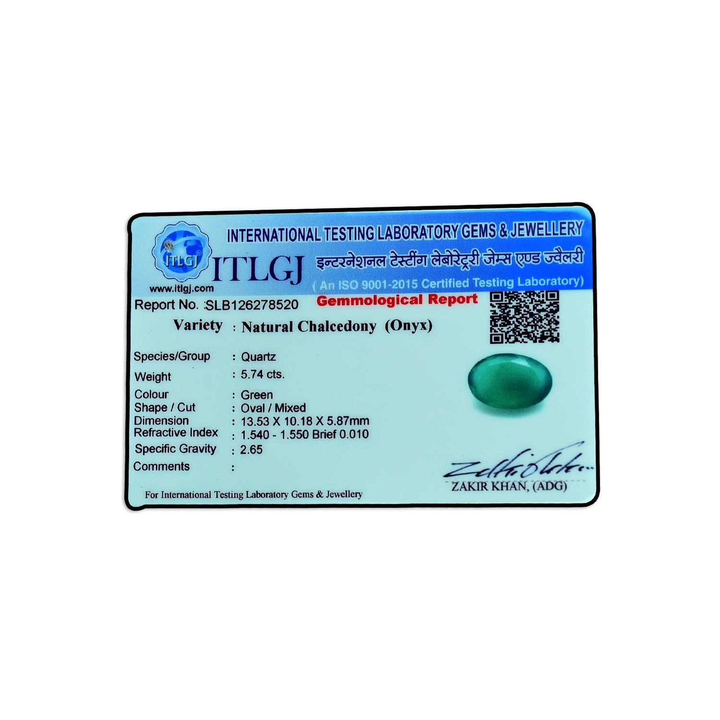 Green Onyx 5.74 Carat