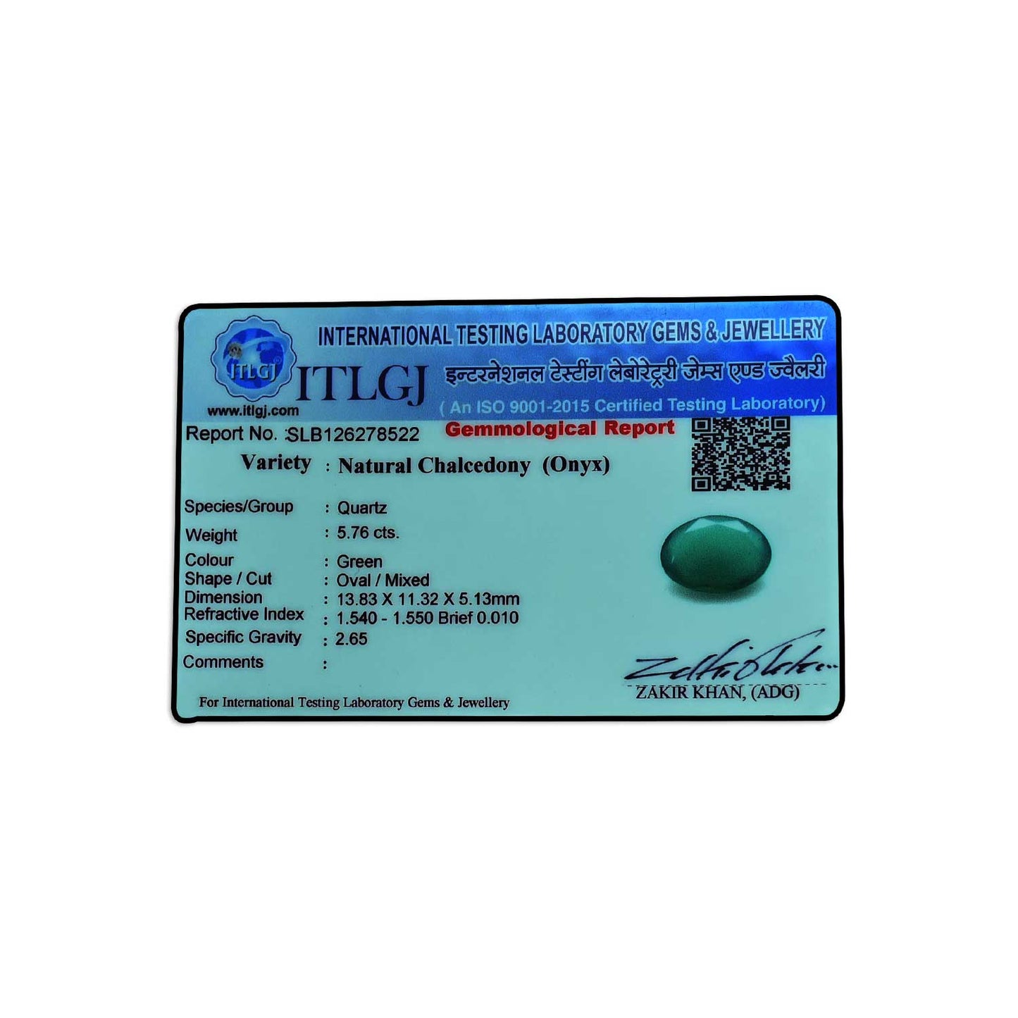 Green Onyx 5.76 Carat
