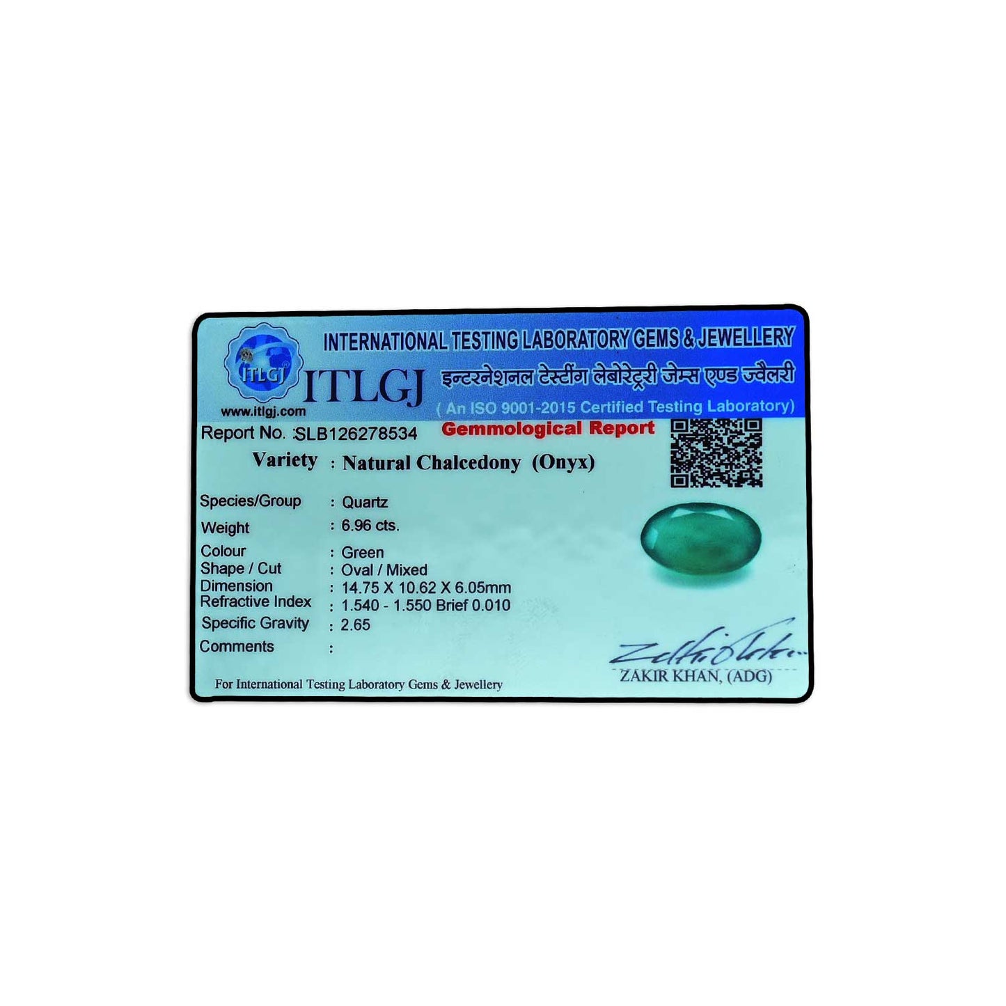 Green Onyx 6.96 Carat