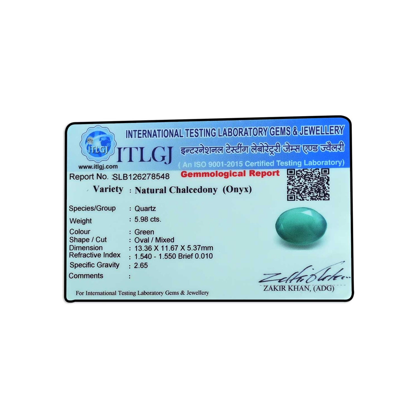 Green Onyx 5.98 Carat