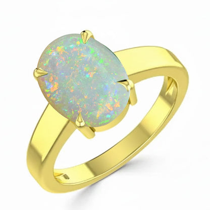 Opal (Special Quality) Gold Classic Solitaire Ring (R2)