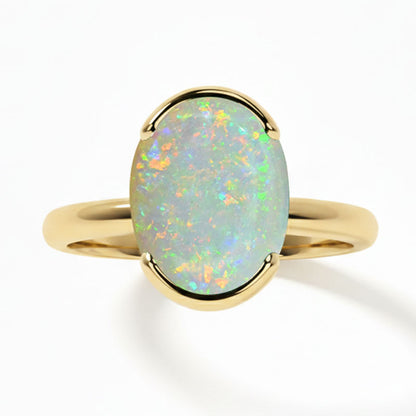 Opal (Special Quality) Gold Dual-Claw Ring (R4)